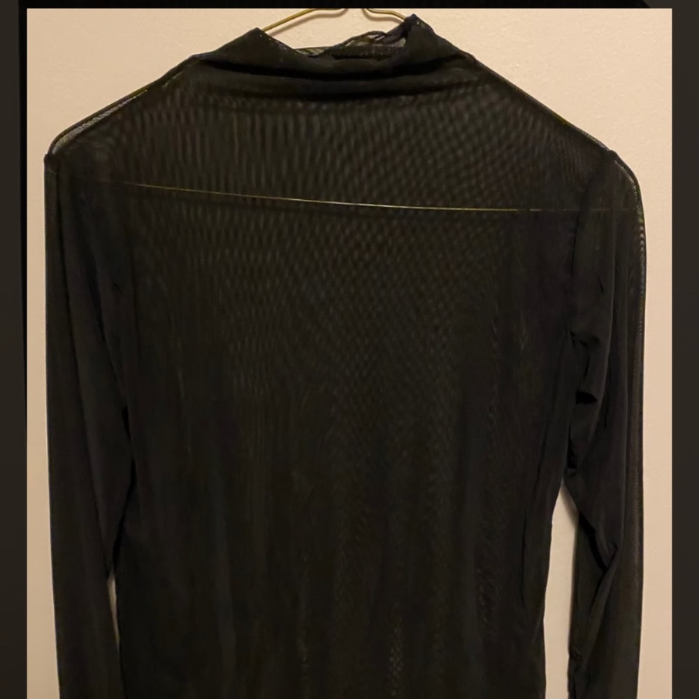 NEW Sheer Black Mesh High Neck Top